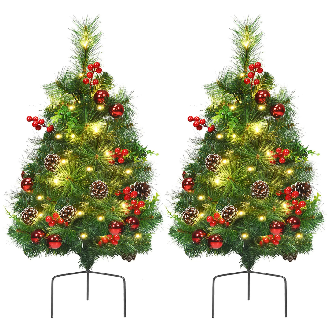 Set of 2 Costway 24" Battery Powered Pre-lit Christmas Trees