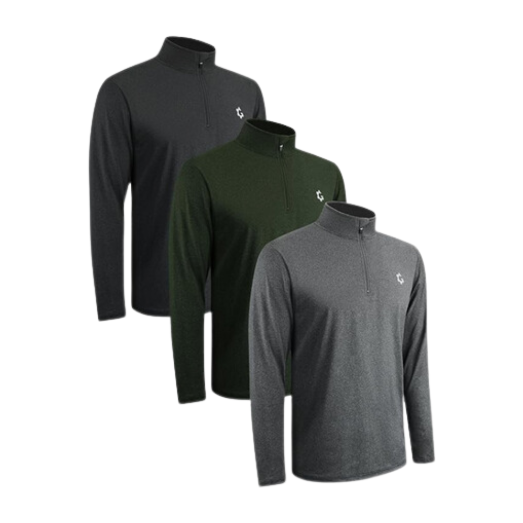 3-Pack Men's Long Sleeve Quarter Zip Athletic Quick Dry Sweatshirts