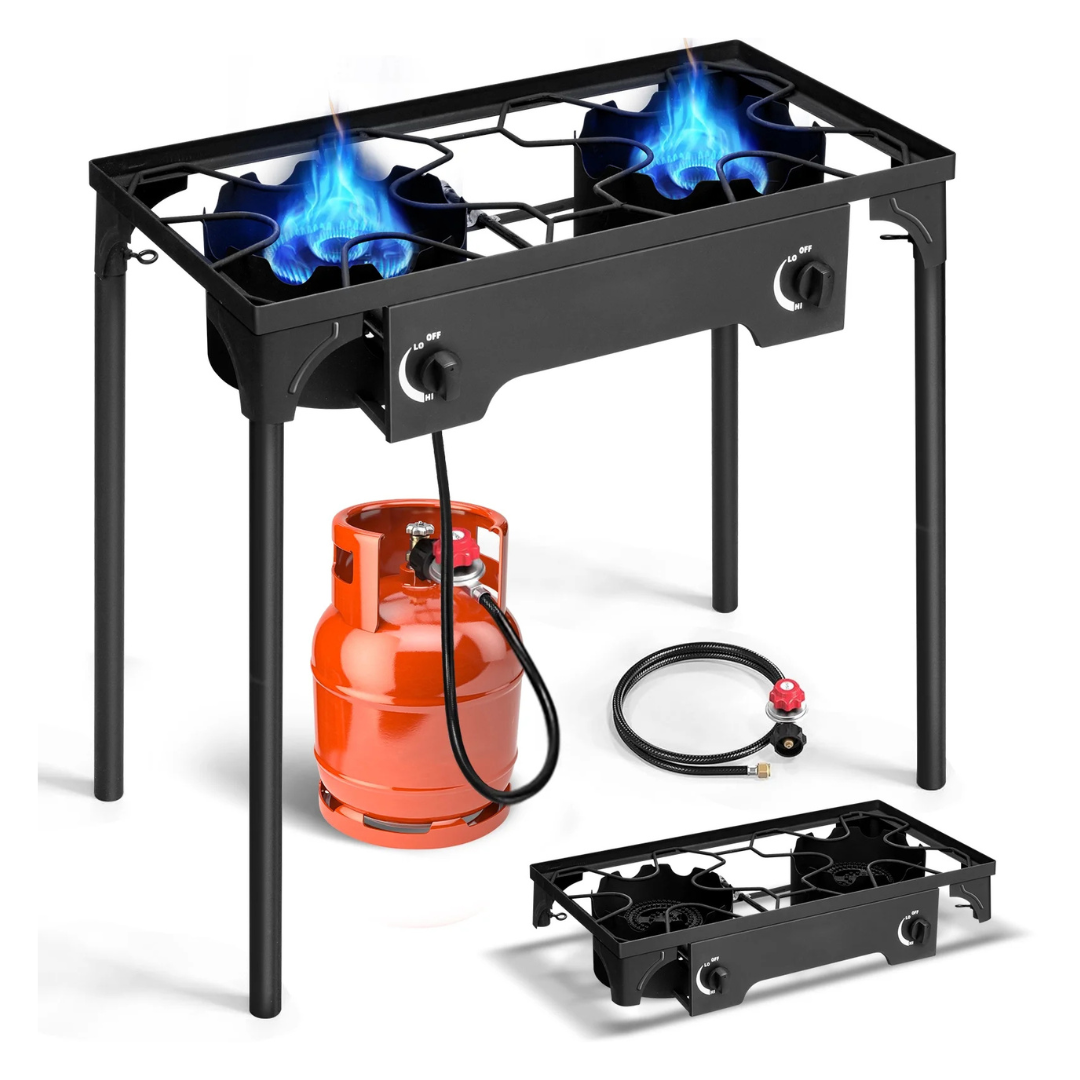 Ktaxon 2 Burner 150000 BTU Cooker Outdoor Stove Stand BBQ Grill