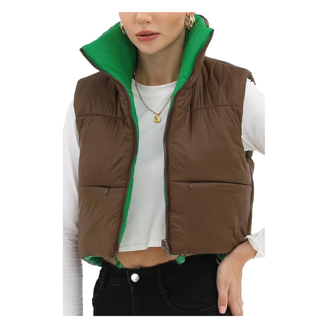 Women's Reversible Lightweight Cropped Puffer Vest