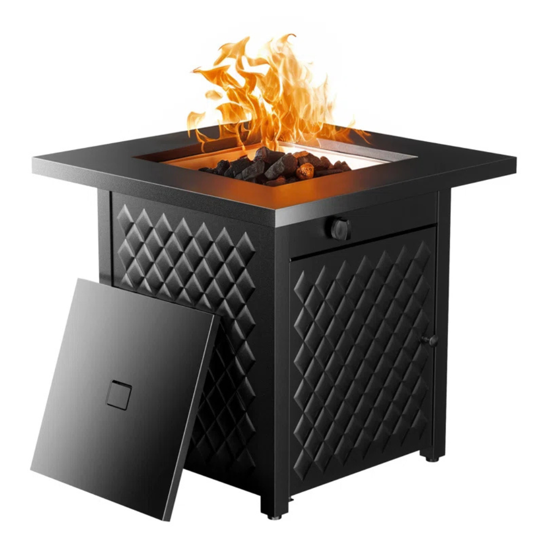 Square Outdoor Propane Fire Pit Table (26" H x 32" W x 32" D)