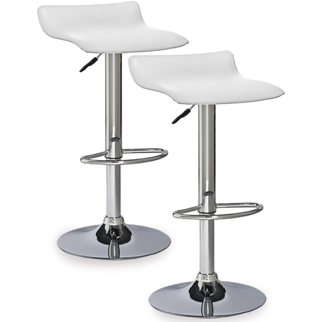 2-Count Leick Home Adjustable Height Swivel Stool (White/Chrome)