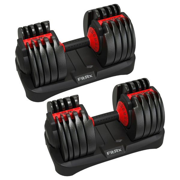 FitRx Smart Bell Quick Select Adjustable Dumbbell, 5-52.5 Lbs. (Pair)