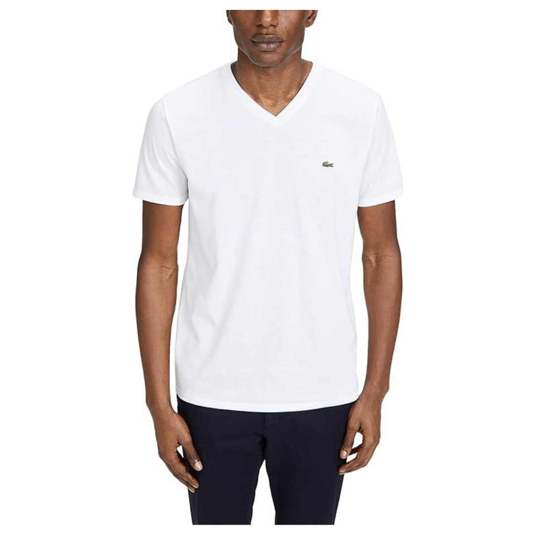 Lacoste Men’s Short Sleeve V-Neck Pima Cotton Jersey T-Shirts