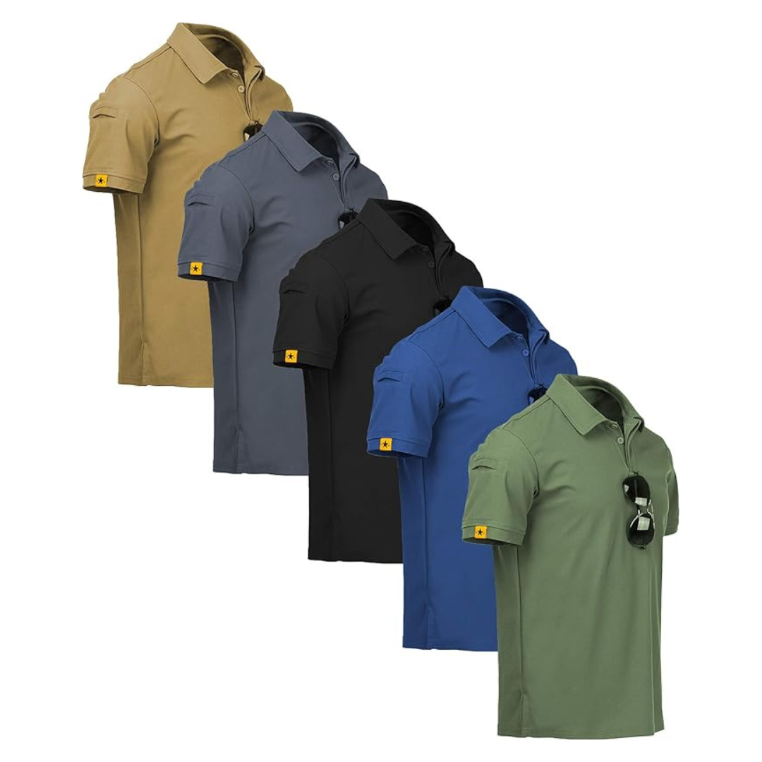 5-Pack Men's Short Sleeve Moisture-Wicking Polo Shirt (Multi)