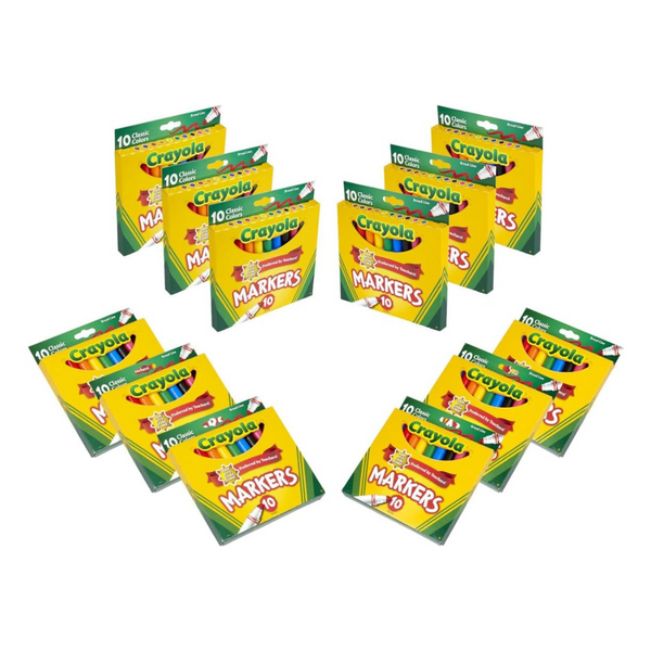 12-Pack Crayola Broad Line Markers Bulk With 10 Colors