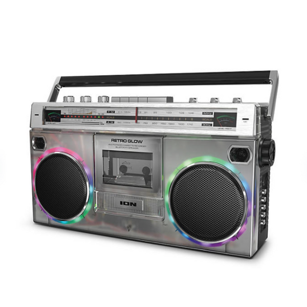 ION Retro Glow Wireless Translucent Boombox With 10-Hour Battery