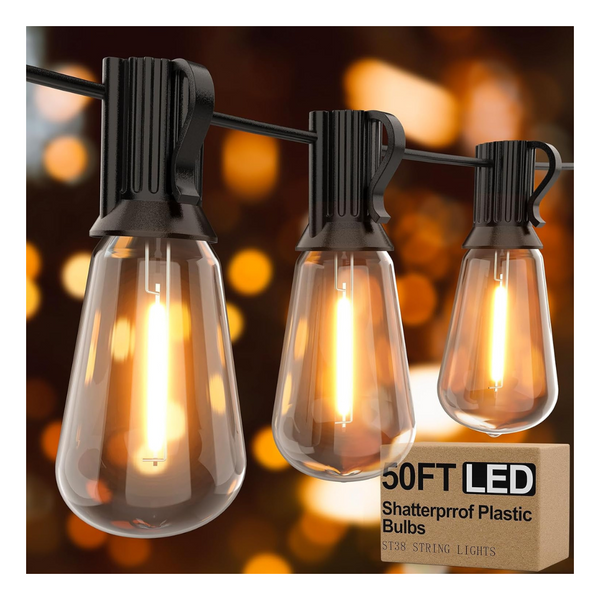 50ft ST38 Shatterproof Patio String LED Bulbs