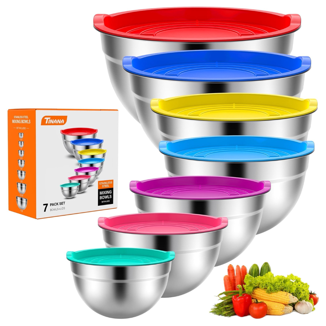 7-Piece Tinana Stainless Steel Mixing Bowls Set With Lids