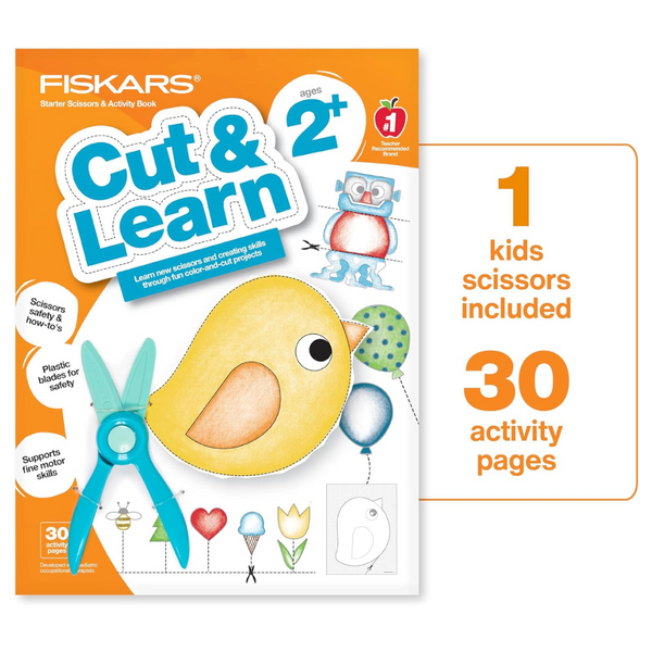 Fiskars Cut & Learn Kids Activity Book With Starter Scissors