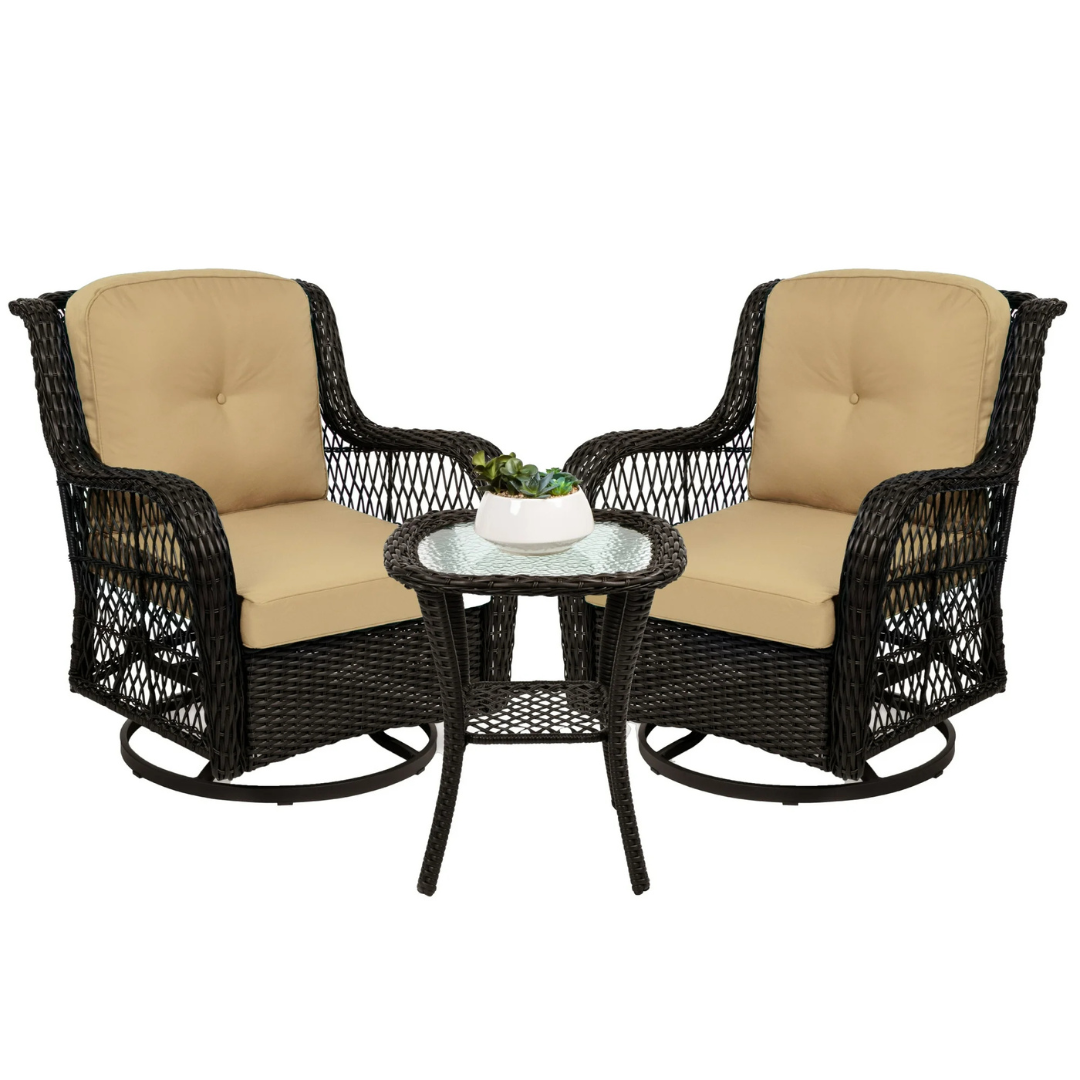 Best Choice Products 3-Piece Outdoor Wicker Patio Bistro Set