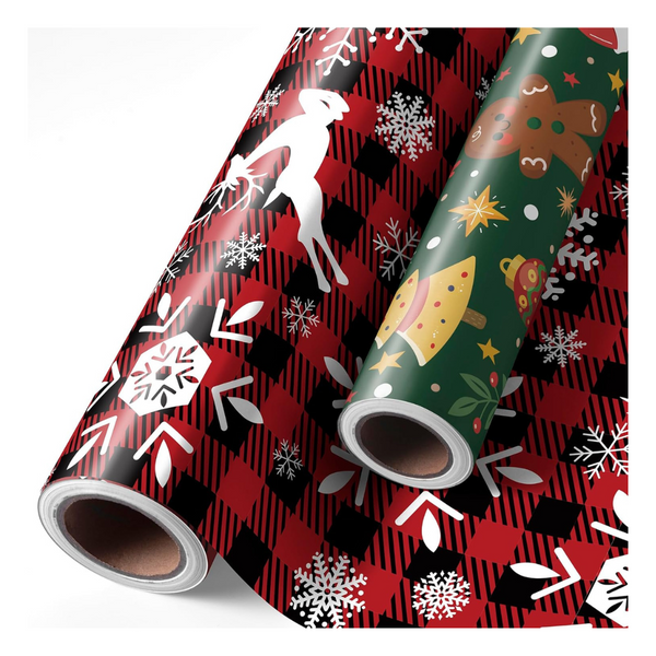 2 Rolls 17" x 120" Christmas Wrapping Paper Rolls