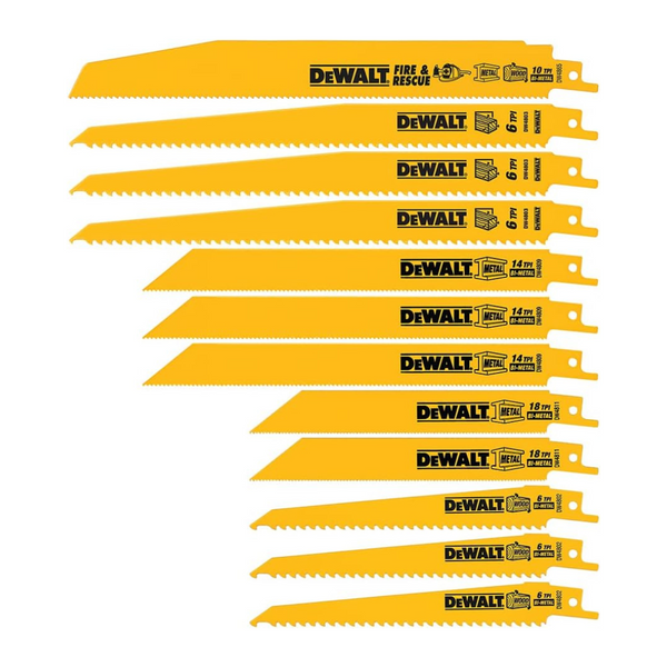 12-Piece Dewalt Reciprocating Saw Blade Set With Storage Case (DW4892)