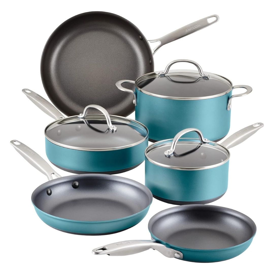 9-Piece Anolon Achieve Hard Anodized Nonstick Cookware Pots And Pans Set