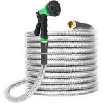 25ft Heavy Duty Never Kink Garden Water Hose With Nozzles