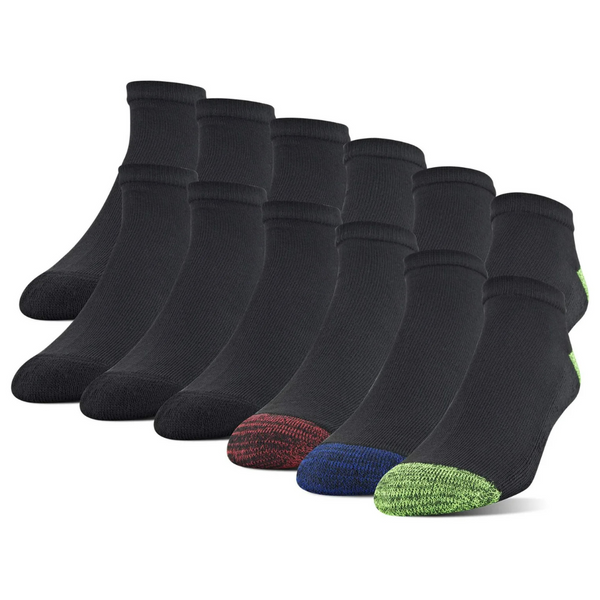 12-Pairs Gildan Men's Half Cushion No Show Socks (Size: 6-12)