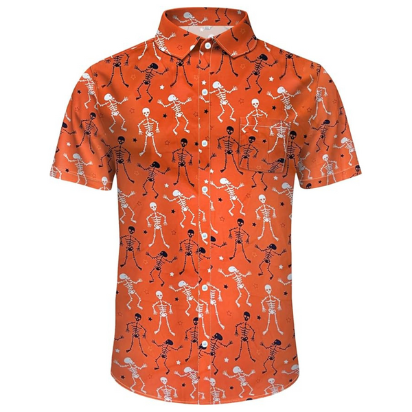 Men's Short Sleeve Button Down Halloween Shirt