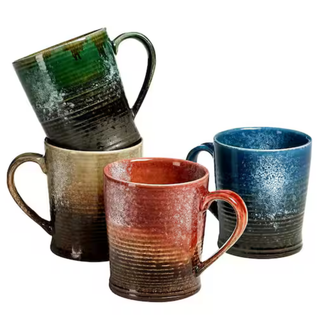 4-Pack 16 Fl. Oz. Rustic Assorted Mug Set