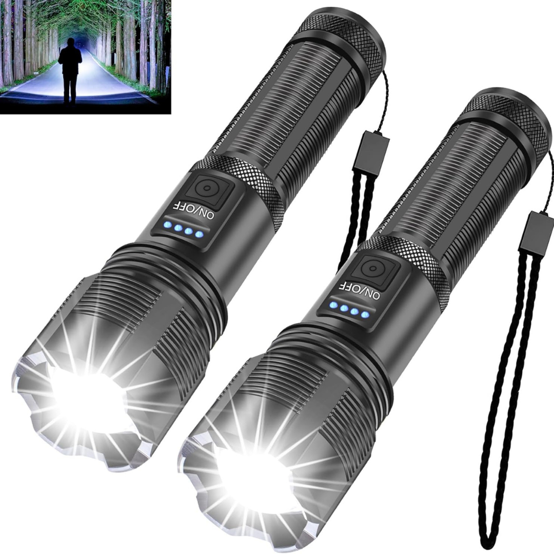 2-Pack Northlet 10000 Lumens Rechargeable Mini Handheld Flashlights