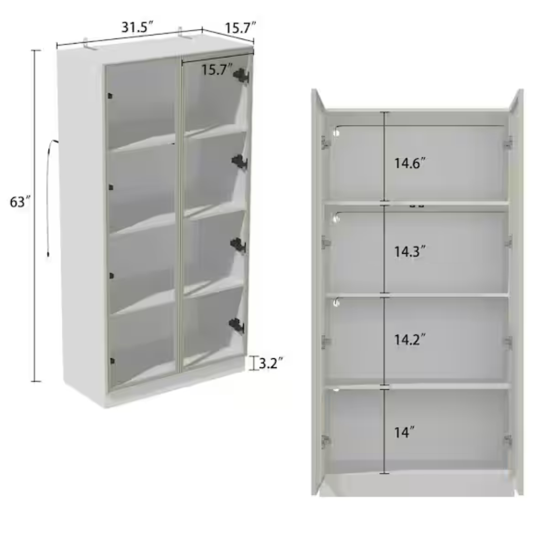 White Wood 31.5" W Display Cabinet