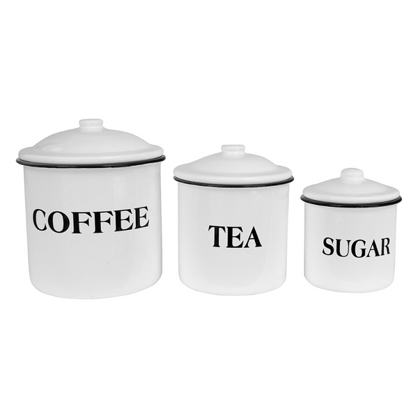 Set Of 3 Creative Co-Op Metal Containers With Lids