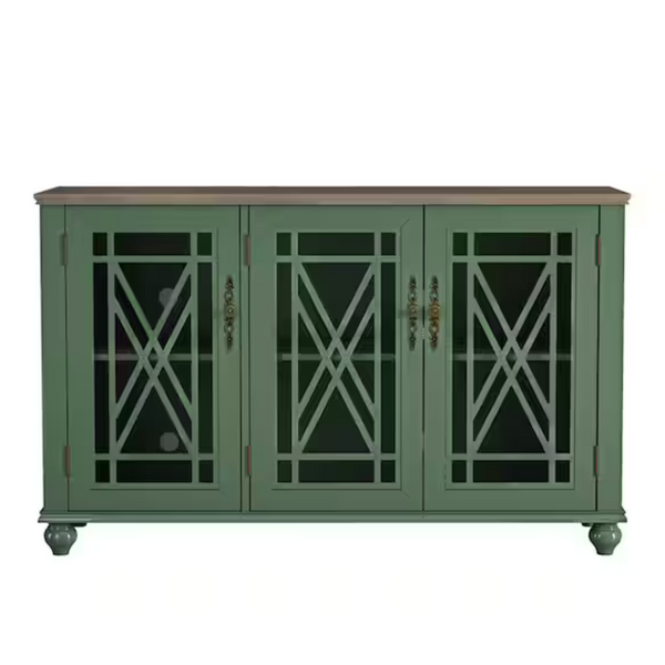 Vintage Green MDF 55 Inch Storage Buffet Sideboard