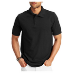 Hanes Men's X-Temp Short Sleeve Midweight Polo Shirt (Black)