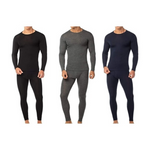 4-Piece Men's Cotton Fleece Thermal Sets (2-Tops & 2-Bottoms)