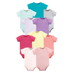 10-Pack Hudson Baby Short Sleeve Bodysuits (Solid Girl Brights)