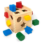 Melissa & Doug Shape Sorting Cube Classic Wooden Toy With 12 Shapes