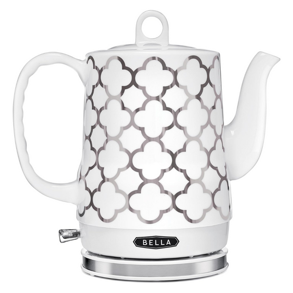 1.2 Liter Bella Electric Ceramic Kettle & Tea Pot (Silver Tile Pattern)