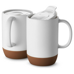 Set of 2 17-Oz Ceramic Coffee Mug with Silicone Bottom and Lid