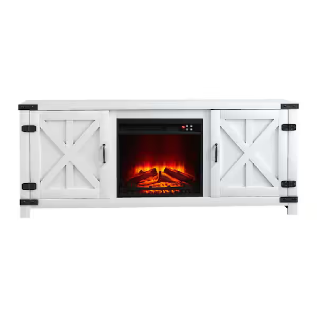 Festivo 58" Farmhouse Wooden TV Stand With Electric Fireplace