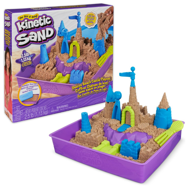 Kinetic Sand, Deluxe Beach Castle Playset With 2.5Lbs Of Beach Sand, Molds & Tools