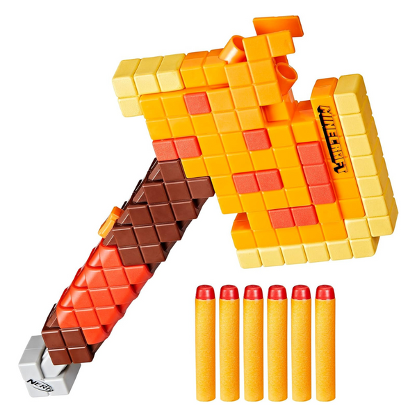 Minecraft Nerf Firebrand Axe Foam Blaster With 6 Foam Darts