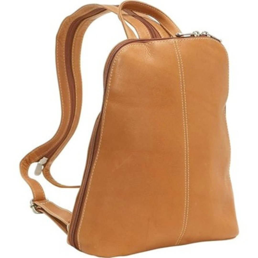 Le Donne Leather U-Zip Bag Backpack (Tan)