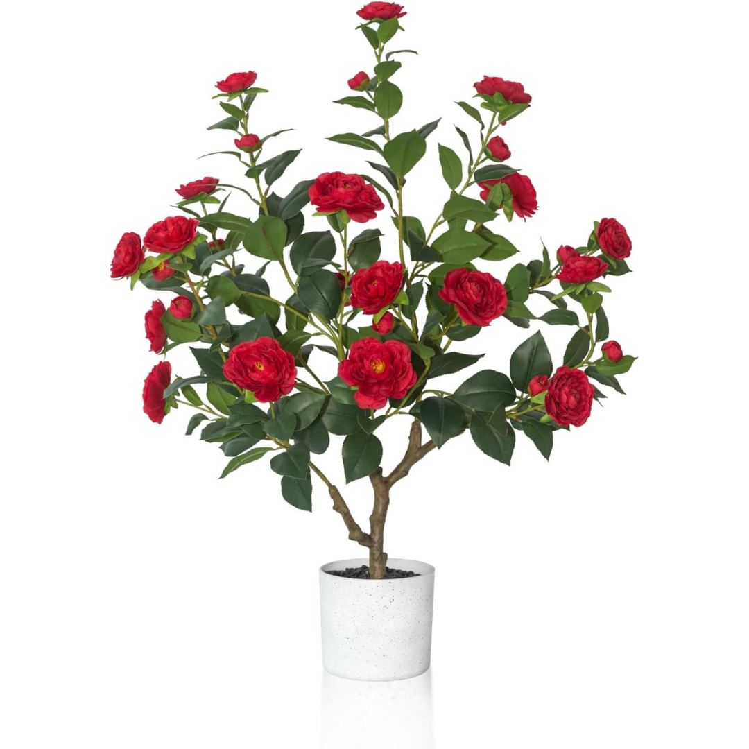 6ft Tall Modern Artificial Eucalyptus Tree Plant (Red)