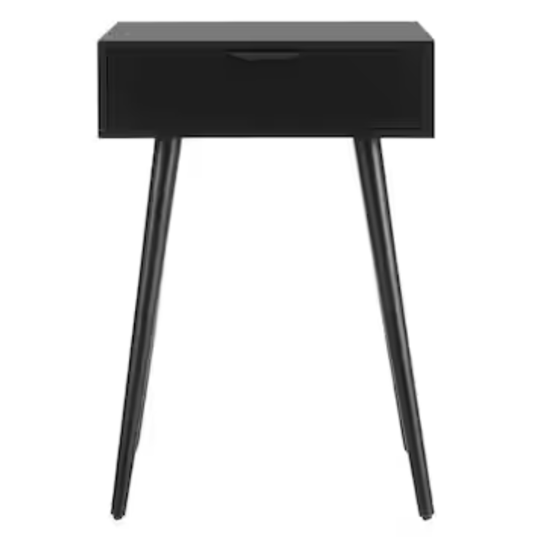 StyleWell Amerlin Charcoal Black 1-Drawer Wood Nightstand (18" W. x 26" H.)