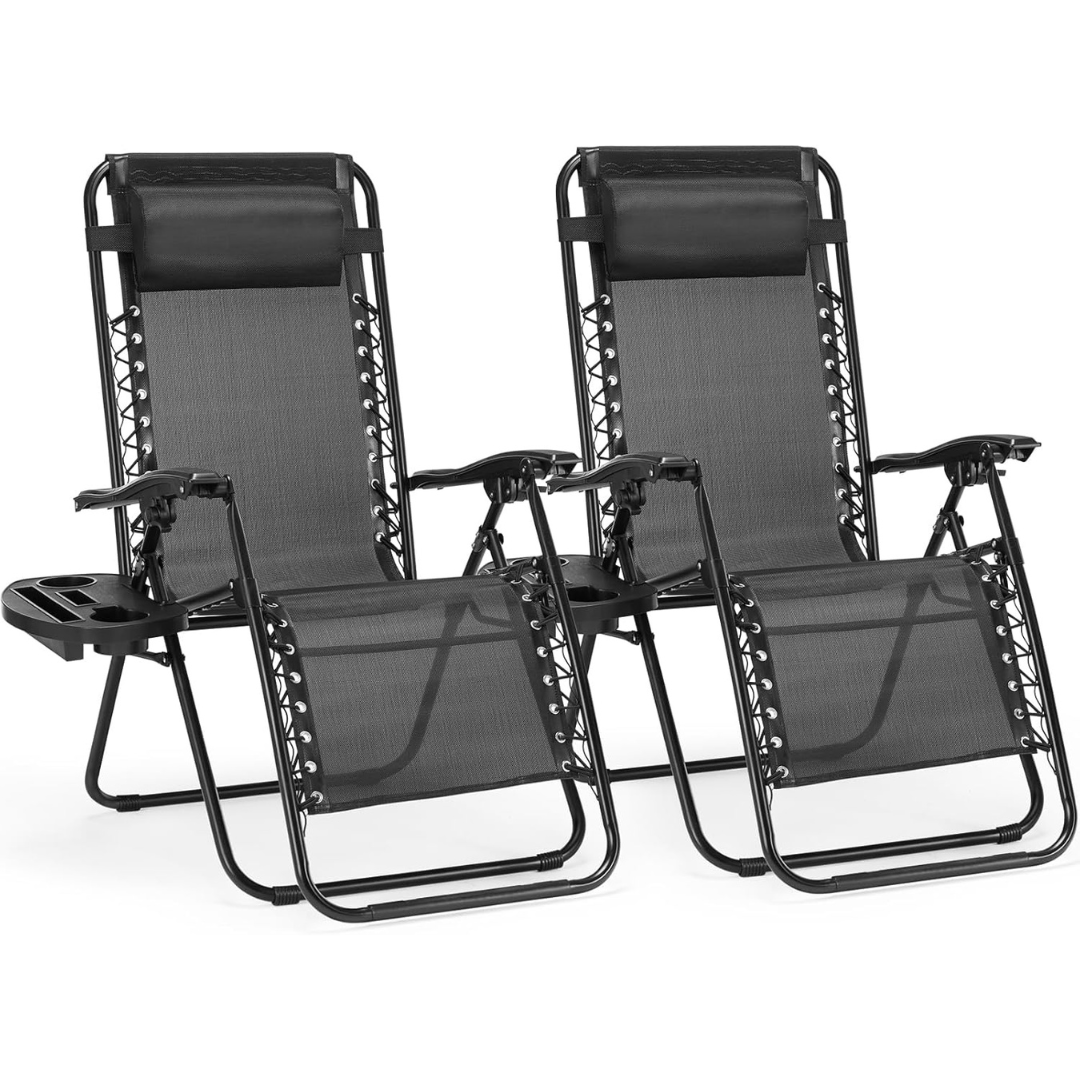 Set of 2 Zero Gravity Portable Recliner Lounge Chair