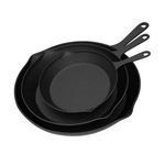 Home-Complete Pre-Seasoned 3-Piece Cast Iron Skillet Set