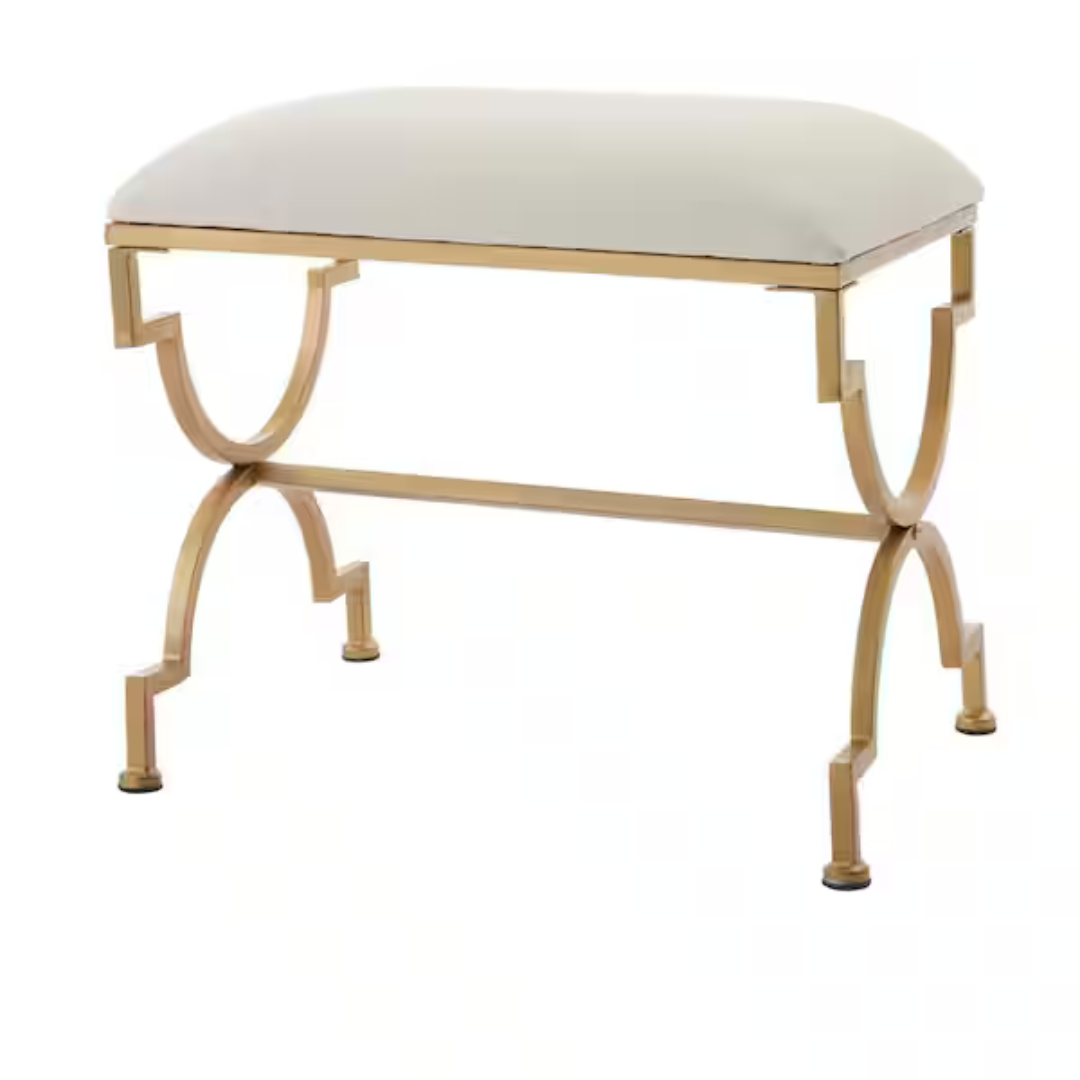 Home Decorators Collection Ivory Upholstered Metal Vanity Stool