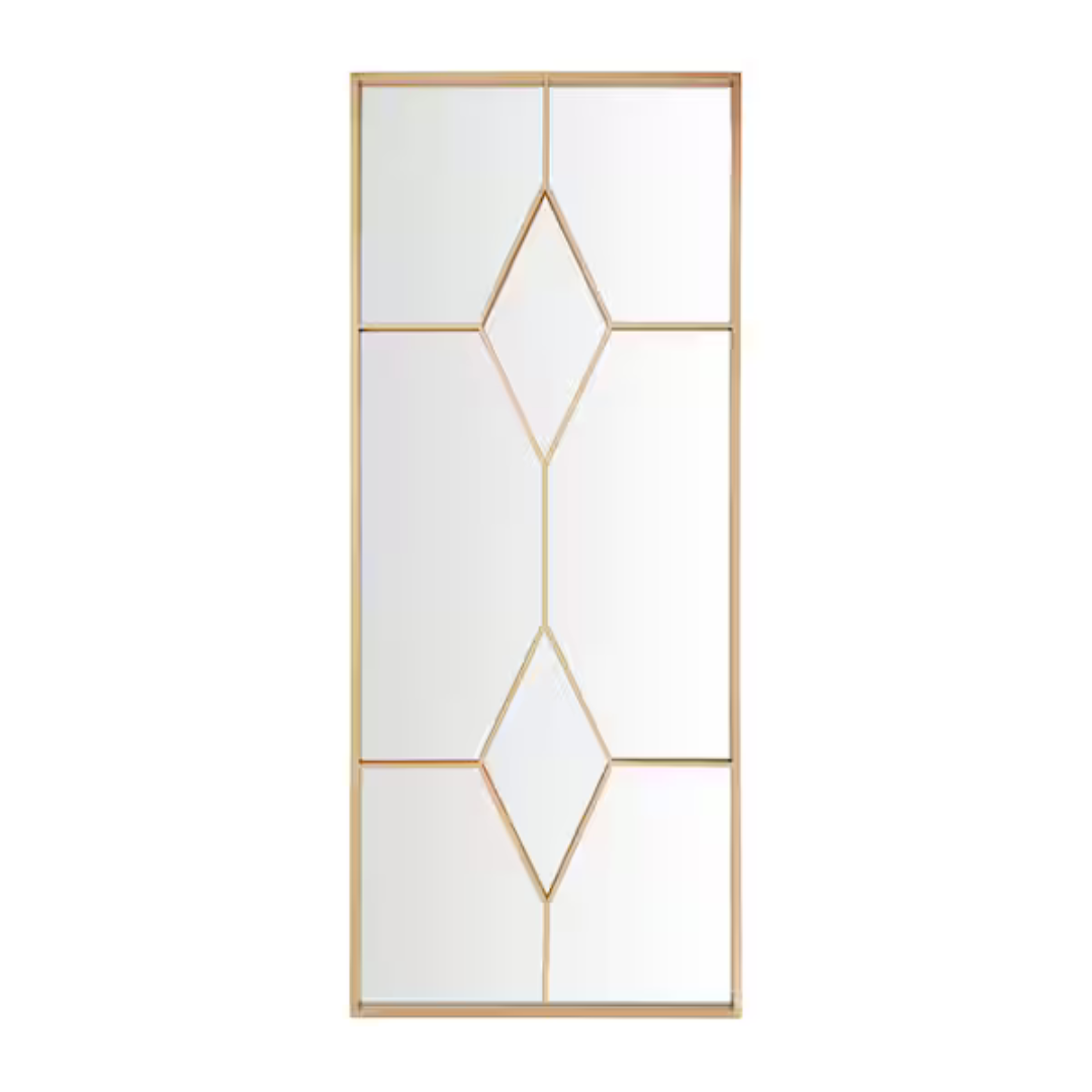 Home Decorators Oversized Gold Metal Frame Diamond Windowpane Floor Mirror