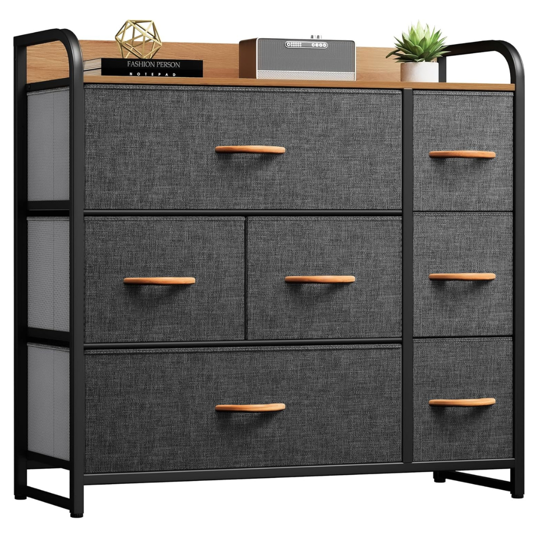 Dwvo Fabric Dresser With 7 Drawers