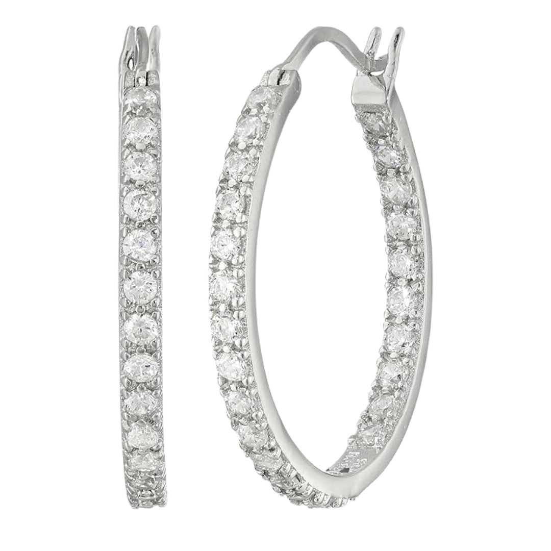 CZ Diamond Hoop Earrings