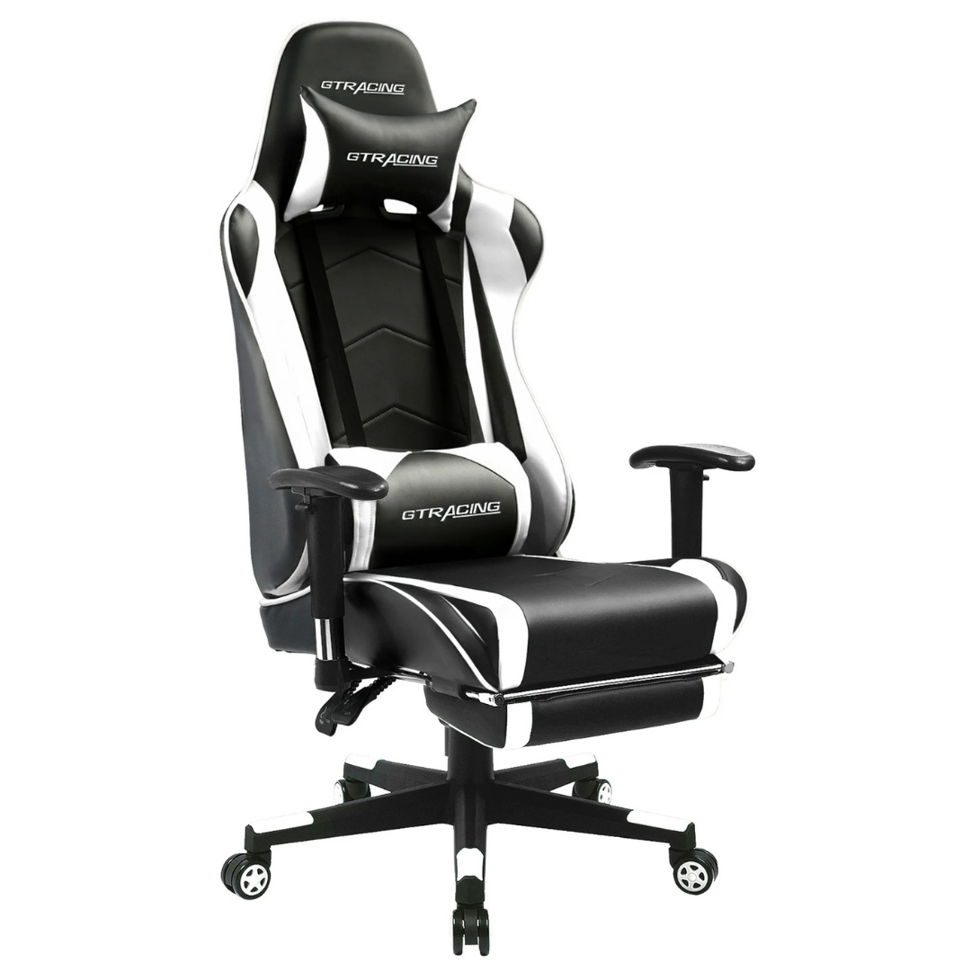 Gtracing Footrest PU Leather Gaming Chair With Adjustable Headrest (2 Colors)