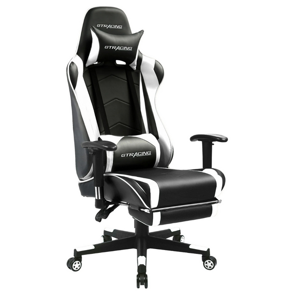 Gtracing Footrest PU Leather Gaming Chair With Adjustable Headrest (2 Colors)