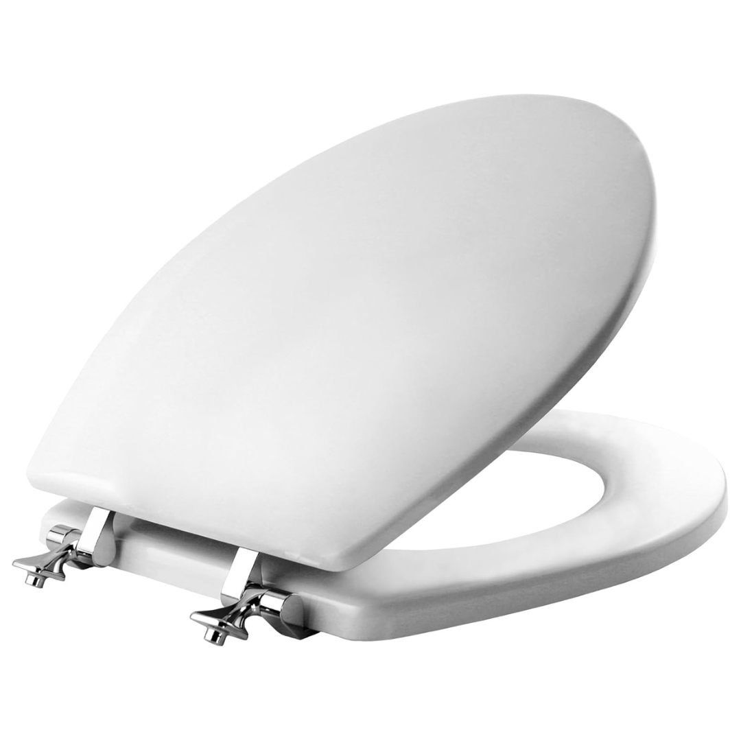 Mayfair Edgewater Toilet Seat W/ Chrome Hinges Will Never Come Loose