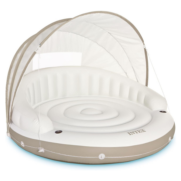 INTEX Canopy Island Inflatable Pool Float With Built-In Cup Holders