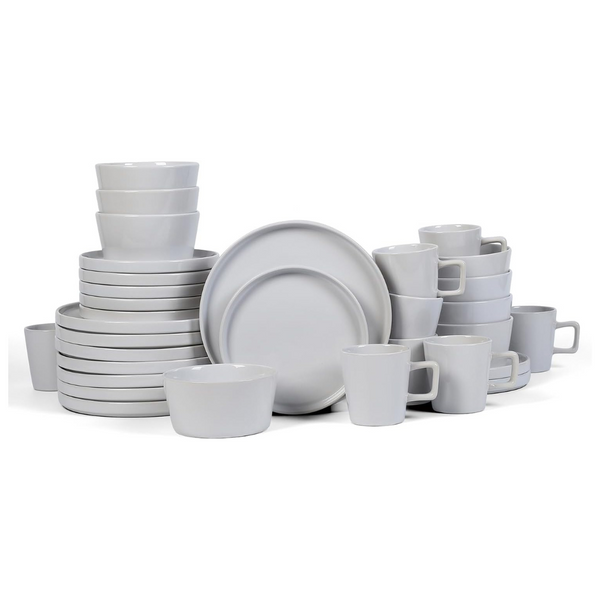 Stone Lain Celina Stoneware 32-Piece Dinnerware Set, White Glossy (Service For 8)