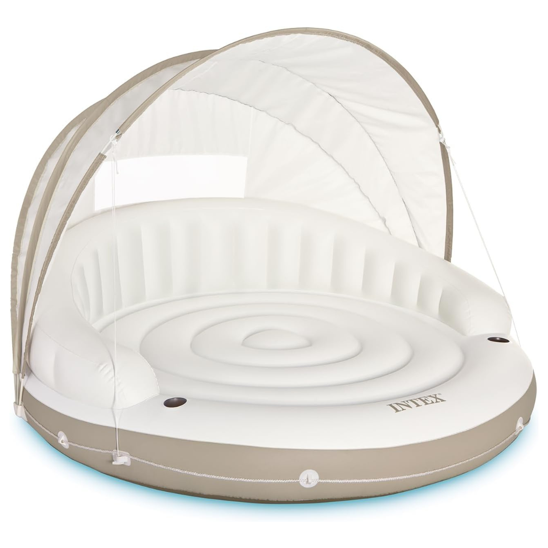 Intex Canopy Island Inflatable Pool Float With Built-In Cup Holders